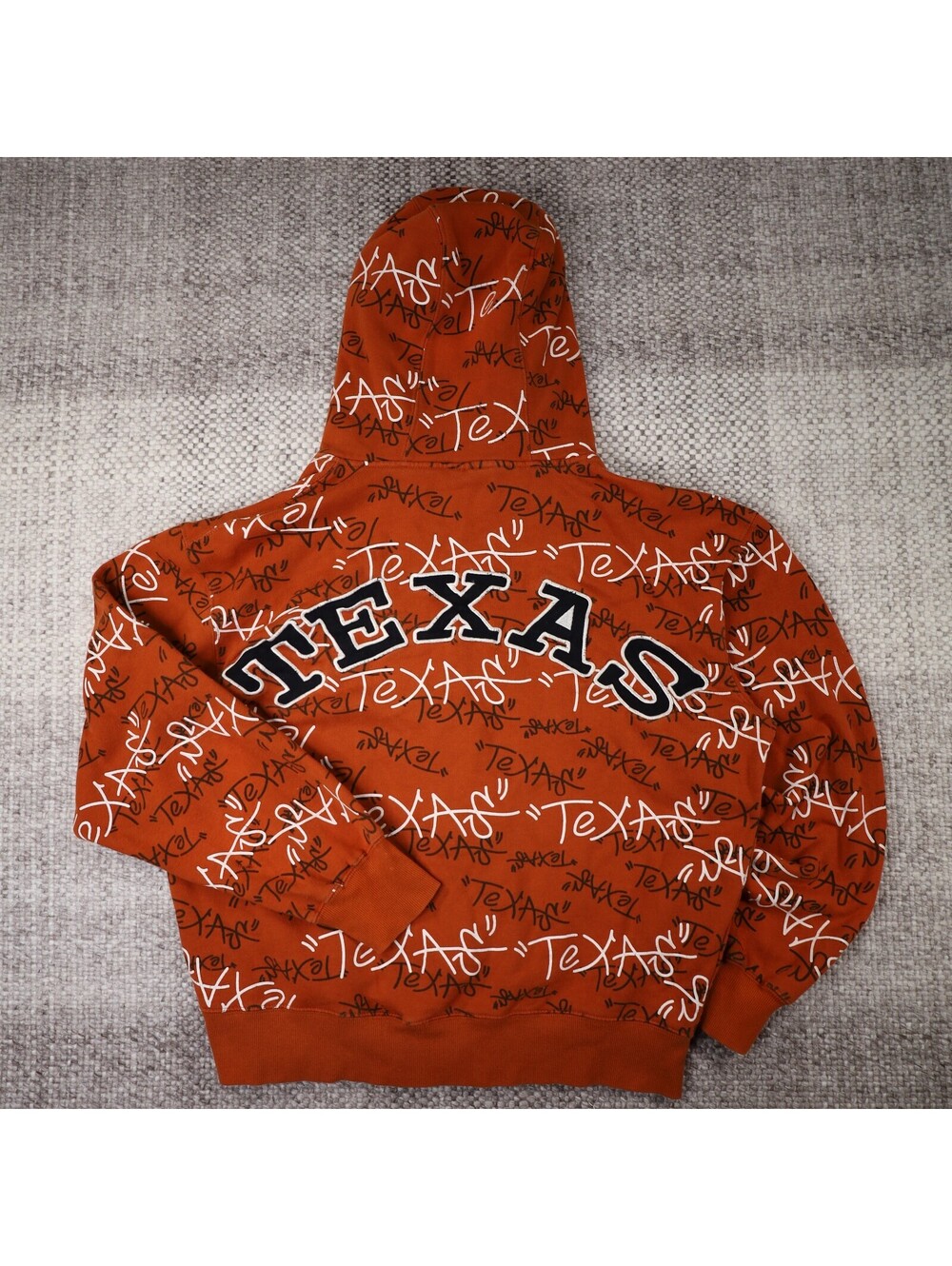 Texas Longhorns Full Zip Hoodie Jacket Large L Burnt Orange Graffiti Script Line